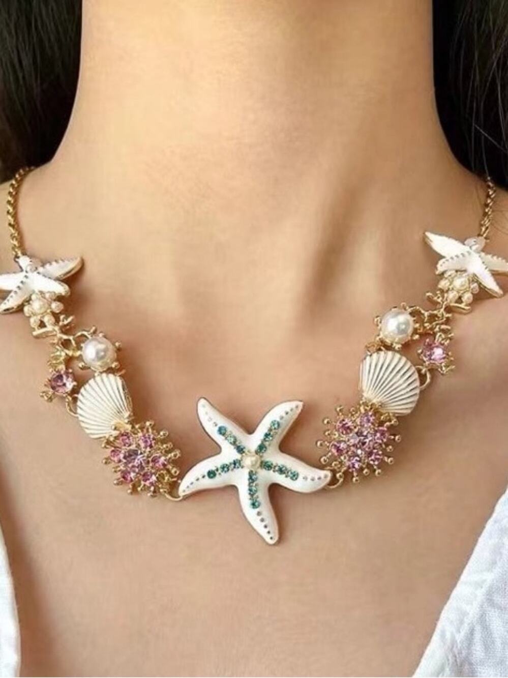 Stainless Steel Starfish Shell Coral Jewelry Set Tarnish Free